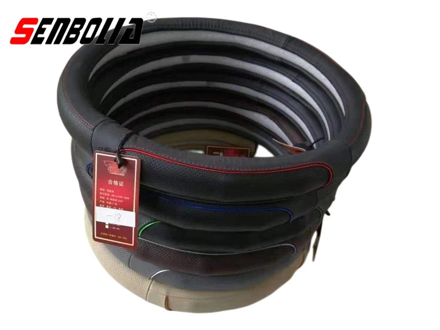 Automotive leather steering wheel cover